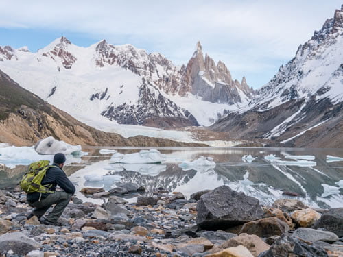 enjoying beautiful Patagonia in the early morning, Cerro Torre in the distance